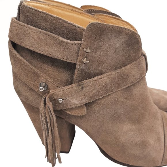 Rag & Bone Harrow Ankle Wrap Fringe Beige Suede Ankle Boots 39.5 - Picture 4 of 16